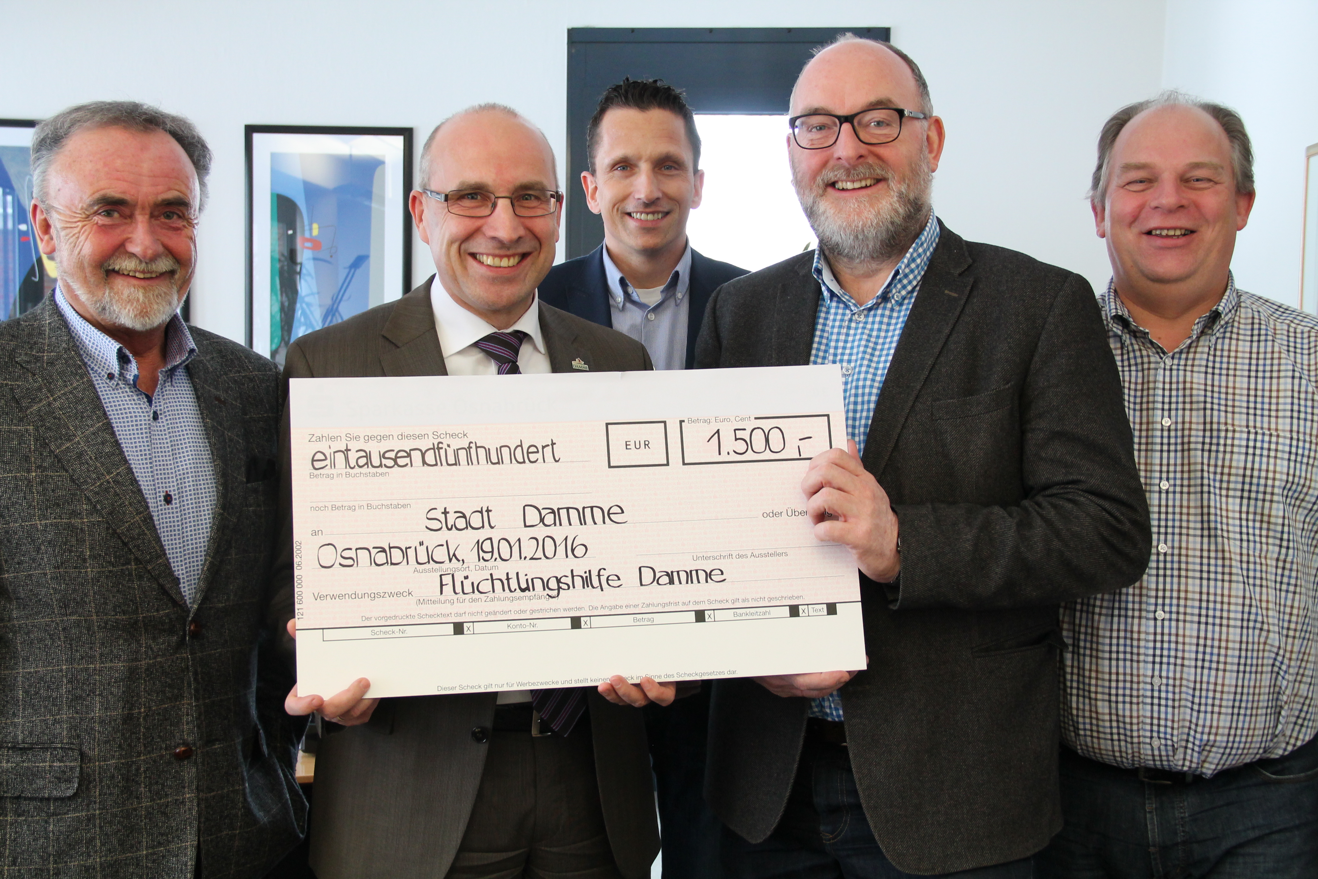 Spendenübergabe pbh – Damme, 20.01.2016 Flüchtlingsarbeit